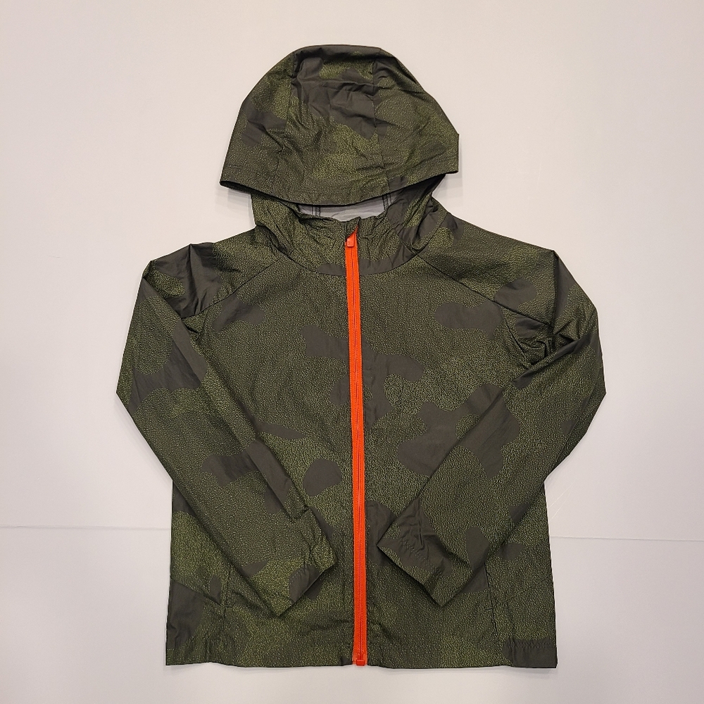 All in Motion Windbreaker Jacket Hooded Green Camo Camouflage NWOT 6 7